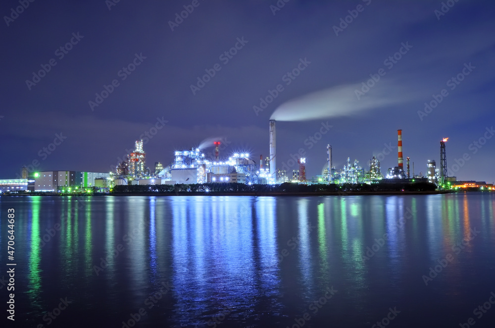 京浜工業地帯川崎市千鳥運河の夜景