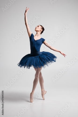 Obraz na plátně Beautiful ballerina posing in studio.