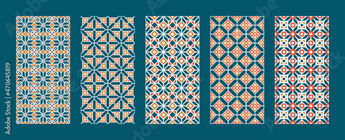 Set of geometric muslim seamless pattern abstract arabesque