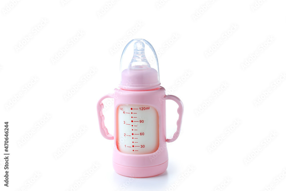 Concept of baby food with рowdered milk isolated on white background Concept of baby food with рowdered milk isolated on white background