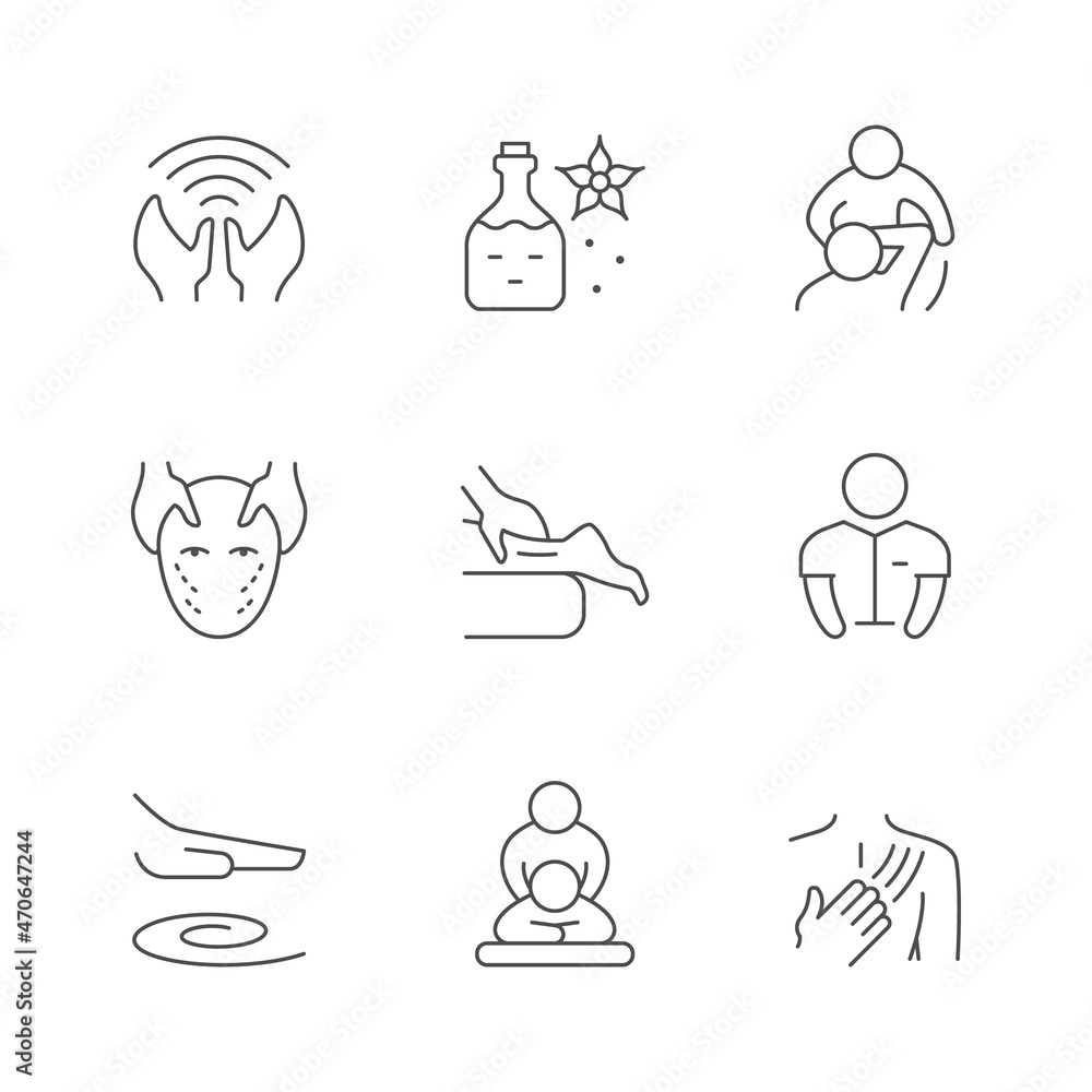 Set line icons of massage isolated on white Set line icons of massage isolated on white