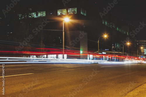 Abstract motion blur background of night street