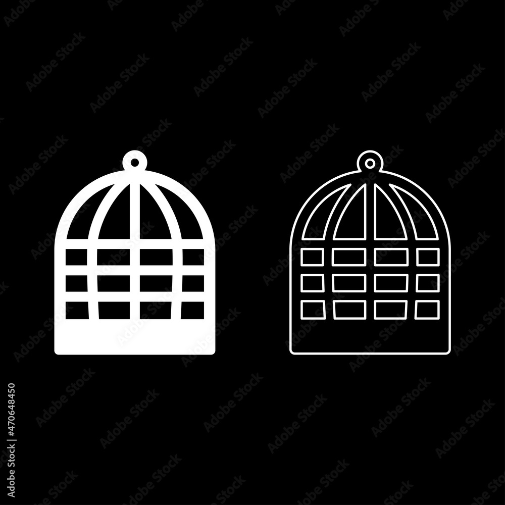 Cage for bird silhouette vintage captivity concept icon white color vector illustration flat style image set
