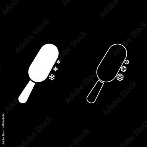 Chocolate ice on stick Eskimo confection icon white color vector illustration flat style image set