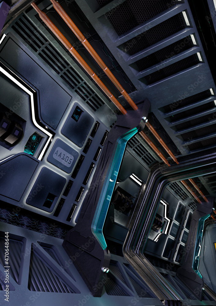 3D Rendering Science Fiction Corridor 3D Rendering Science Fiction Corridor