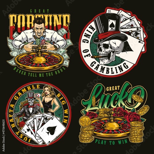 Gambling vintage emblems