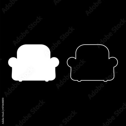 Armchair silhouette recliner Furniture for living room icon white color vector illustration flat style image set
