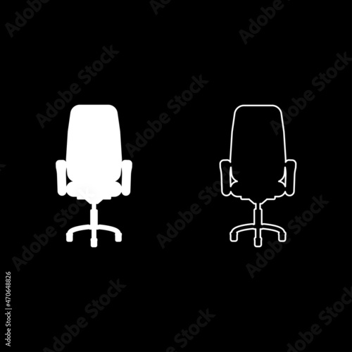 Office chair recliner icon white color vector illustration flat style image set