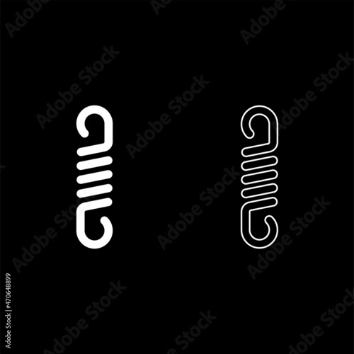 Spring metal coil spiral steel wire flexible icon white color vector illustration flat style image set