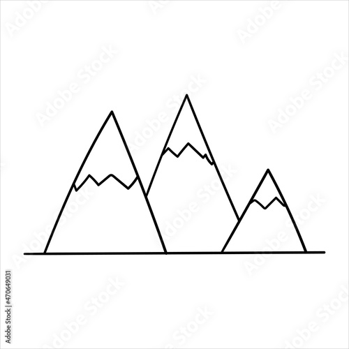 Vector doodle mountain. Hand drawn vector illustration