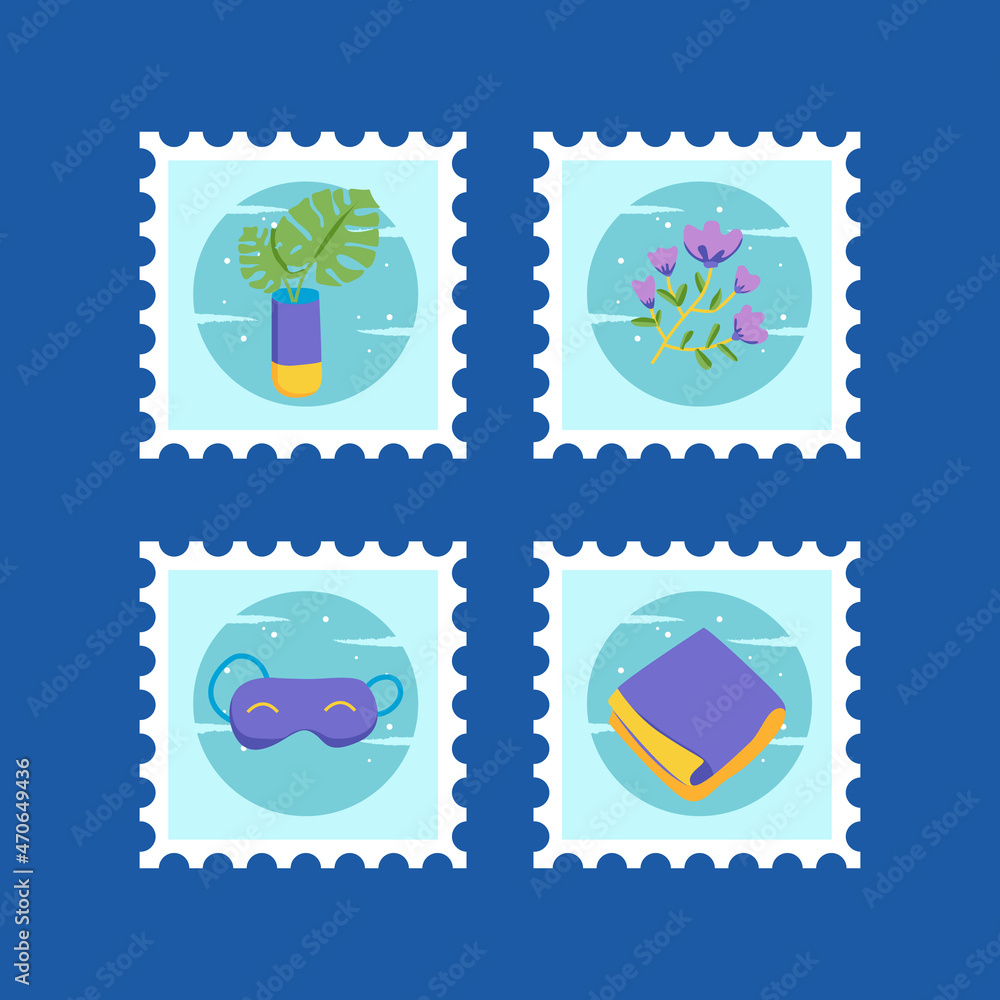 Obraz premium Set of winter stamp design collection 03