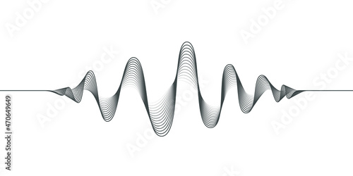 Sound wave graphic symbol.  Sign vibrations in form wave isolated on white background. Audio wave diagram concept. Vector illustration 