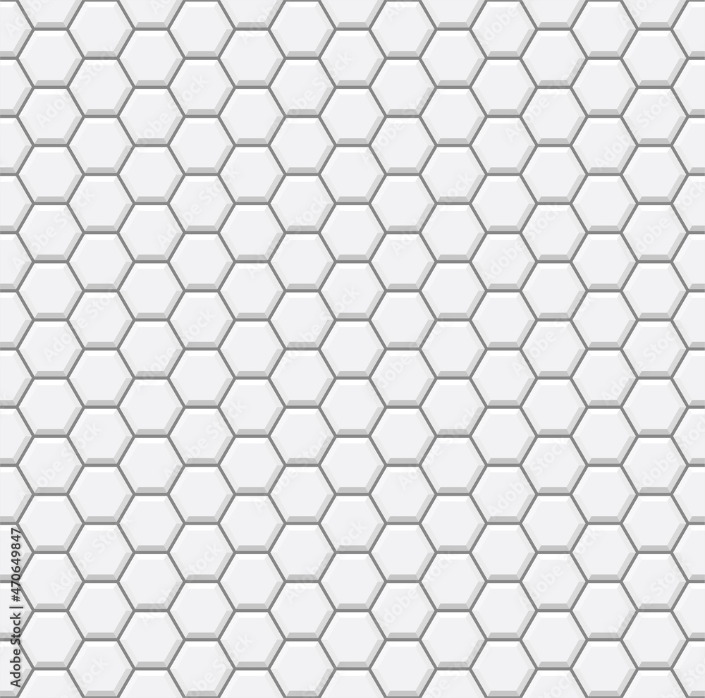 Fototapeta premium White Seamless Hexagons Tile Pattern. Flat Style Vector