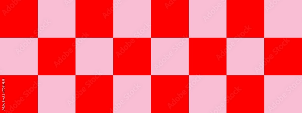 Checkerboard banner. Pink and Red colors of checkerboard. Big squares, big cells. Chessboard, checkerboard texture. Squares pattern. Background. Checkerboard banner. Pink and Red colors of checkerboard. Big squares, big cells. Chessboard, checkerboard texture. Squares pattern. Background.