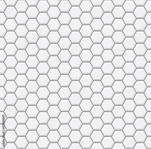 White Seamless Hexagons Tile Pattern. Flat Style Vector