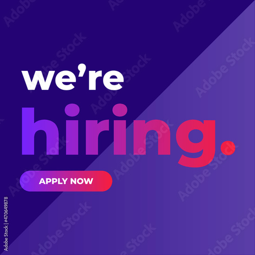 - **we are hiring ( positive )**
    - we are hiring modern, creative banner, design concept, social media template, marketing, advertising, and communication concept  with white text on a  blue backg