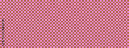 Checkerboard banner. Brown and Violet colors of checkerboard. Small squares, small cells. Chessboard, checkerboard texture. Squares pattern. Background.