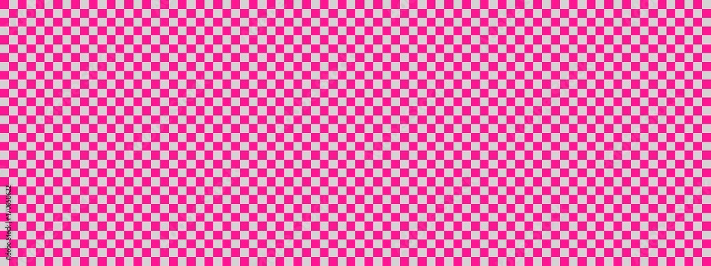 Checkerboard banner. Light grey and Deep pink colors of checkerboard. Small squares, small cells. Chessboard, checkerboard texture. Squares pattern. Background. Checkerboard banner. Light grey and Deep pink colors of checkerboard. Small squares, small cells. Chessboard, checkerboard texture. Squares pattern. Background.