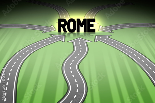 All roads lead to Rome - illustration of famous proverb photo