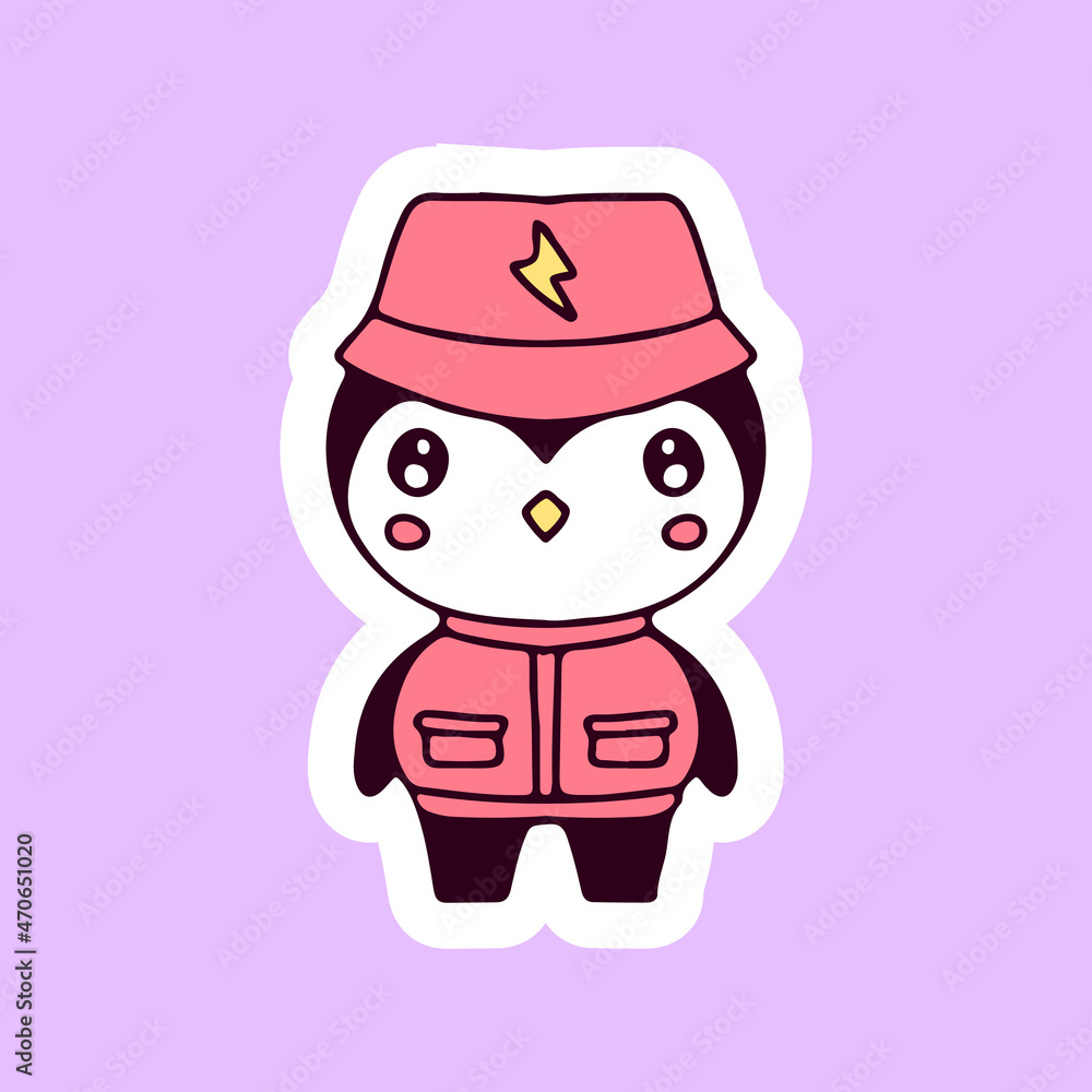 Cool penguin wearing bucket hat and vest illustration. Vector graphics for t-shirt prints and other uses. Cool penguin wearing bucket hat and vest illustration. Vector graphics for t-shirt prints and other uses.