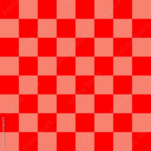 Checkerboard 8 by 8. Salmon and Red colors of checkerboard. Chessboard, checkerboard texture. Squares pattern. Background.