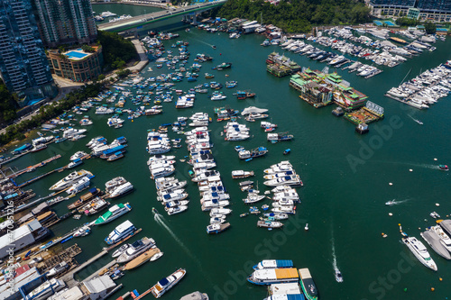 Aerial view of Hong Kong seaside residential district © leungchopan