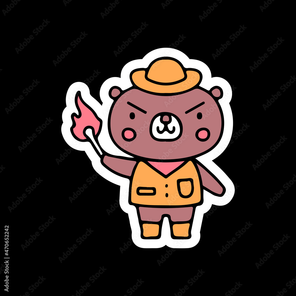 Traveler bear holding bonfire illustration. Vector graphics for t-shirt prints and other uses. Traveler bear holding bonfire illustration. Vector graphics for t-shirt prints and other uses.