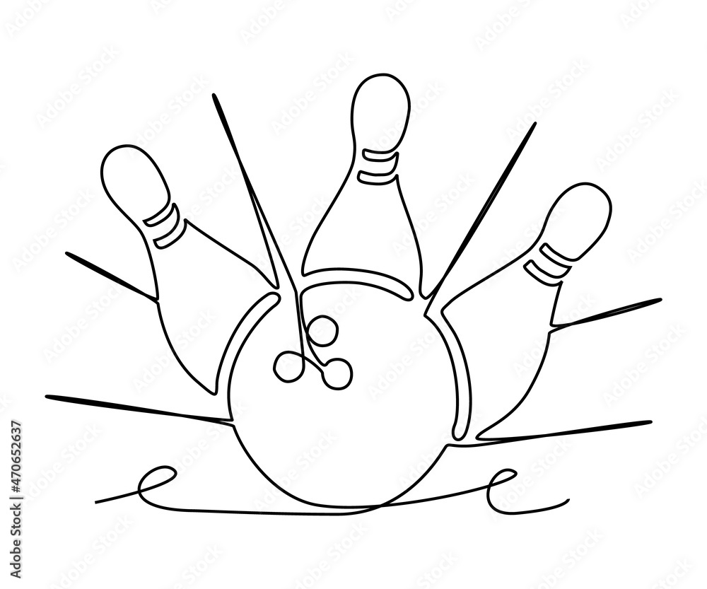 Fototapeta premium One single line bowling vector illustration.