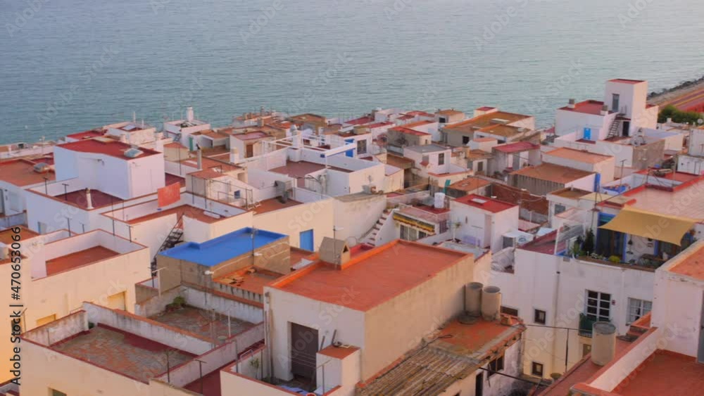 Medieval Town Of Peniscola At The Seacoast In Castellon Province In Spain. aerial Medieval Town Of Peniscola At The Seacoast In Castellon Province In Spain. aerial