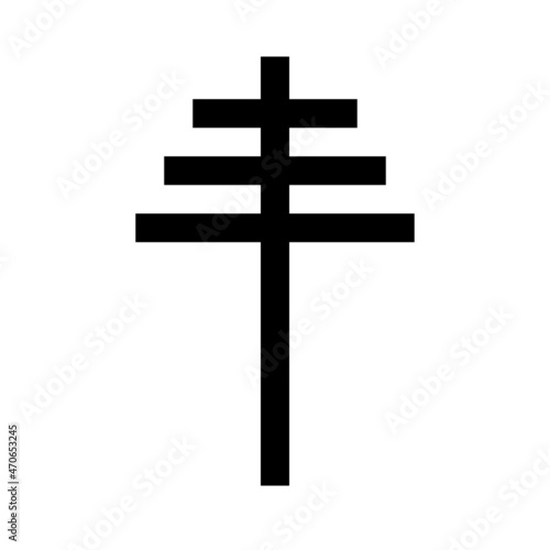Triple papal cross symbol silhouette icon. Clipart image isolated on white background