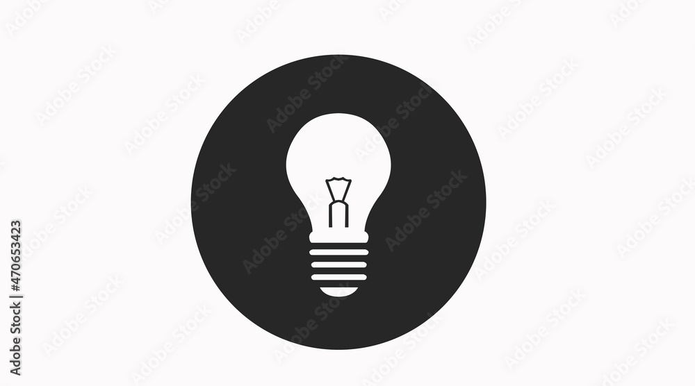 Light bulb Icon. Black and white isolated flat icon of a light bulb. Light bulb Icon. Black and white isolated flat icon of a light bulb.