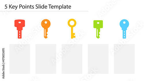 5 Key Points Slide Template. Clipart image