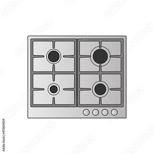 4 burner gas stove top view icon. Clipart image isolated on white background