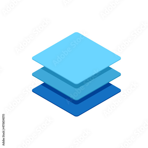 Three layers blue icon. Clipart image isolated on white background
