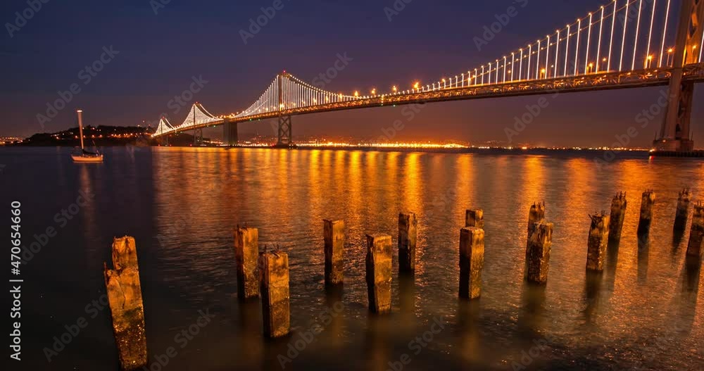 timelapse of san francisco bay bridge at night timelapse of san francisco bay bridge at night