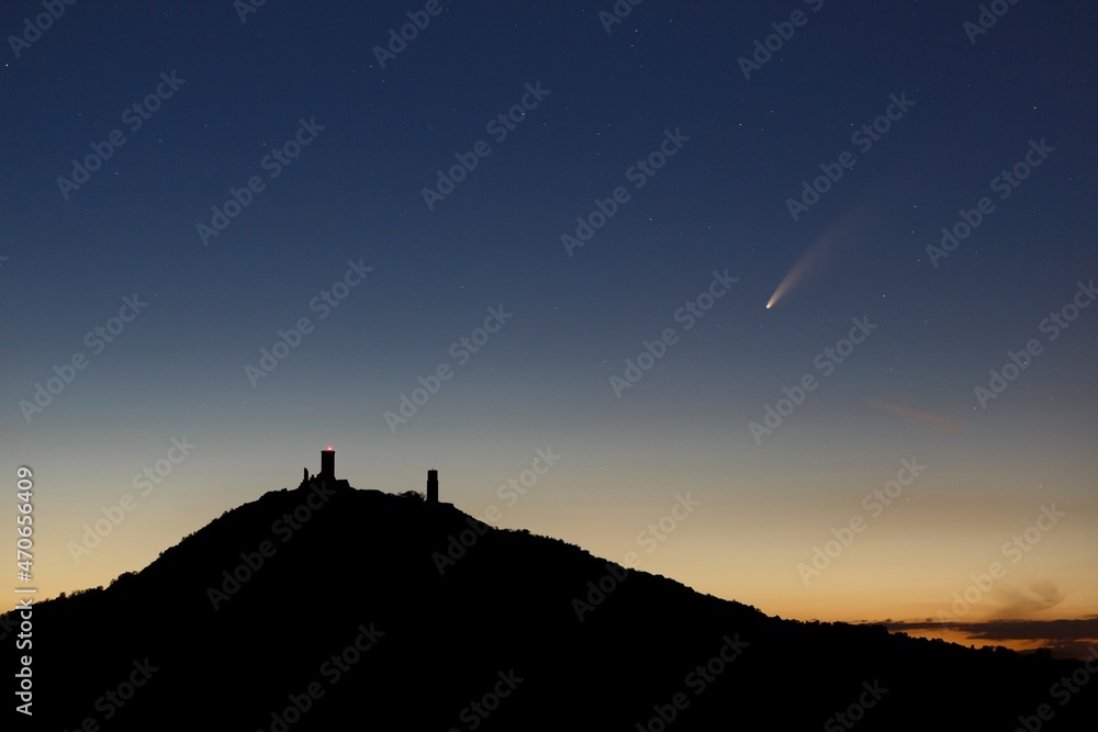 Comet above old castle