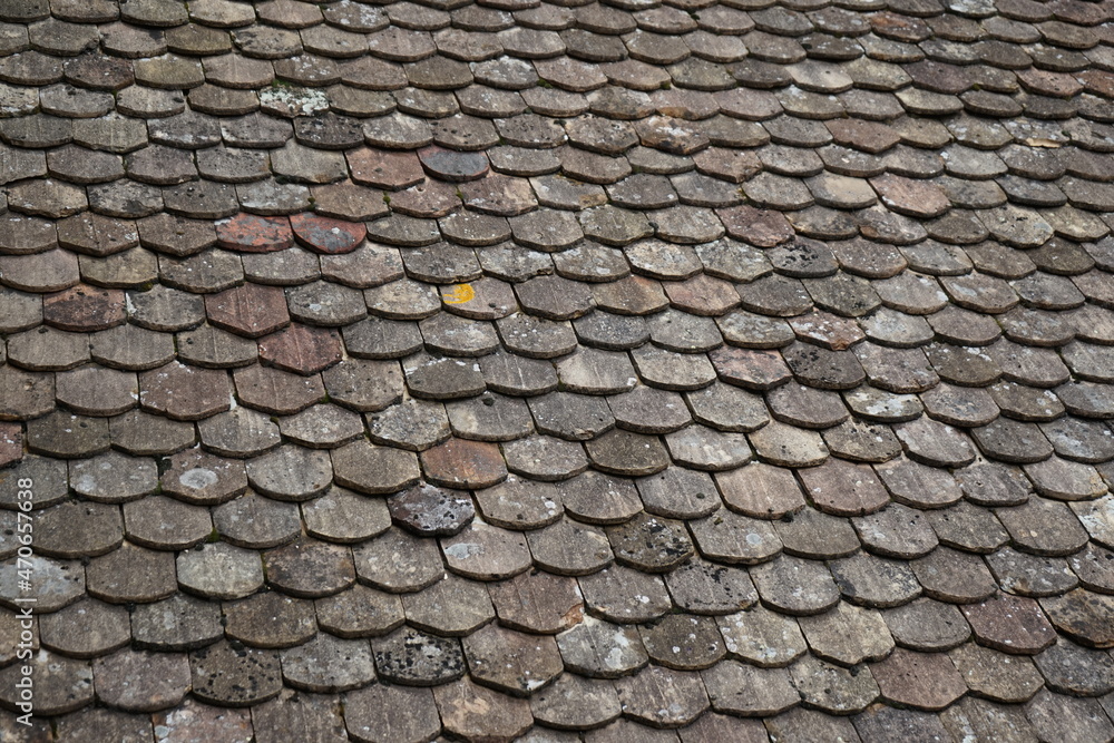 Close up of tiles on a rooftop
