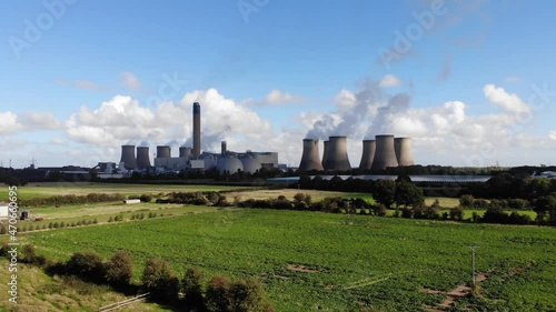 Drone footage of Drax Power Station in Drax Village near Selby, Yorkshire, UK. 14.10.21 photo