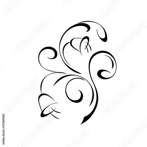 ornament 2067. decorative element with bells and curls in black lines on a white background