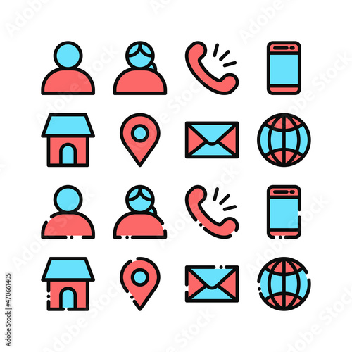 Filled icons set for bussines card