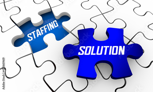 Staffing Solution Puzzle Solved Hire New Employees Jobs Open Positions Workers 3d Illustration