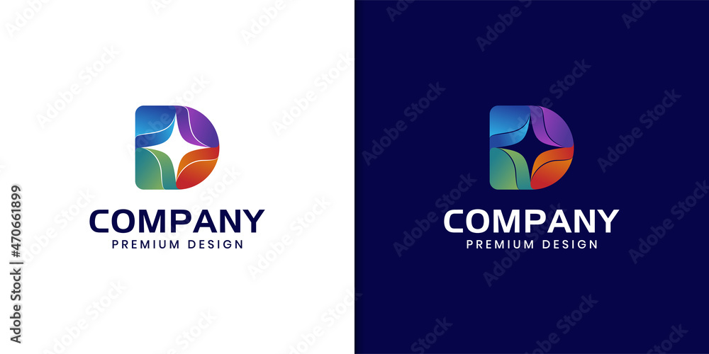 abstract vibrant letter D shine identity logo design vector template abstract vibrant letter D shine identity logo design vector template