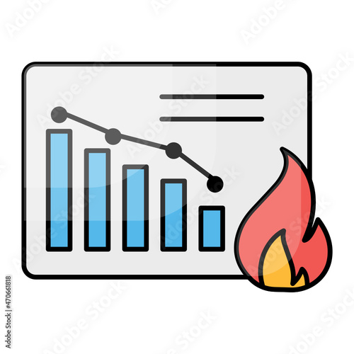 Burn down Chart Concept, Agile Methodologies Vector Color Icon Design, Software and web development symbol on white background, Computer Programming and Coding stock illustration