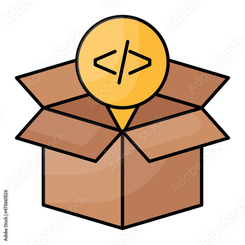 Third Party Module or plug-in Concept, Soft Product  Box Vector Color Icon Design, Software and web development symbol, Computer Programming and Coding stock illustration