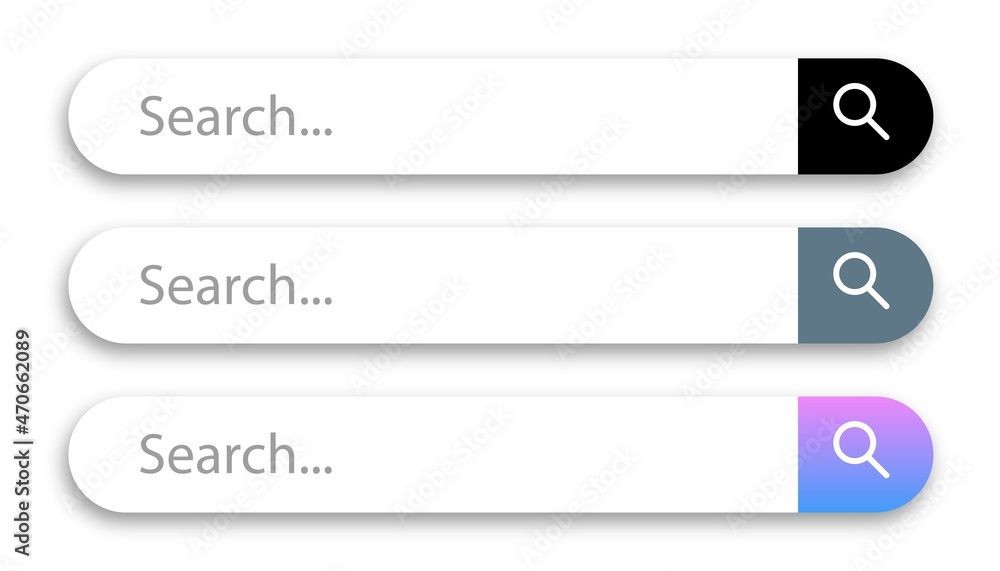 Search boxes in flat design. Colourful search engine illustrations. Search bar interface collections. Search boxes in flat design. Colourful search engine illustrations. Search bar interface collections.