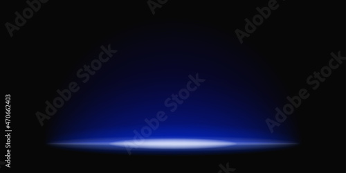 Illuminated stage dark background. Concert illumination blue light backdrop vector illustration.