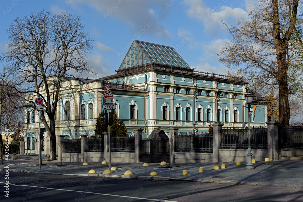 Old building facade in Kyiv Ukraine