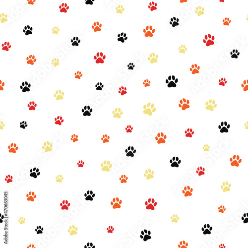 Dog paw puppy footprint seamless pattern