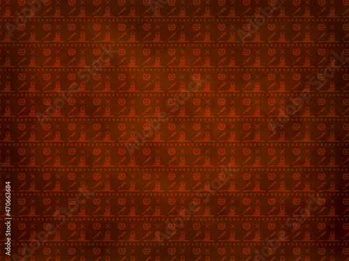Red spooky halloween tapestry pattern, pumkin-grave ornament for background wallpaper