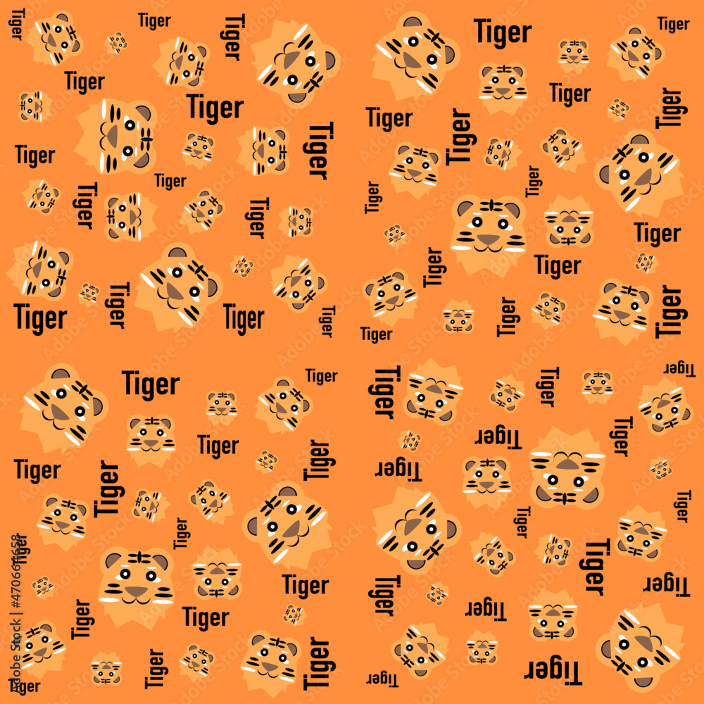 tiger cartoon character pattern on orange background